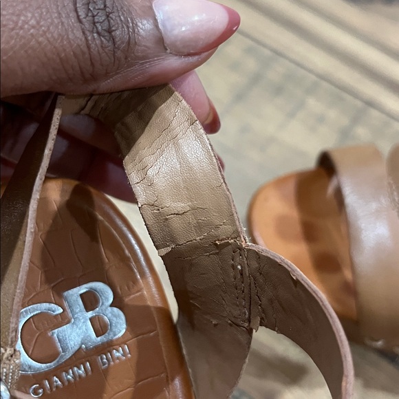 Gianni Bini Women’s Tan Leather Platform Sandals with Chunky Heel Sz 8.5 Summer - Picture 9 of 10